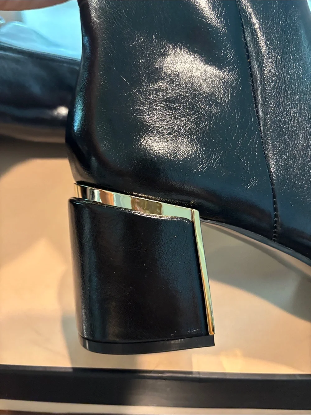 BCBGeneration Black Over-The-Knee Block Heel Boots with Gold Accent